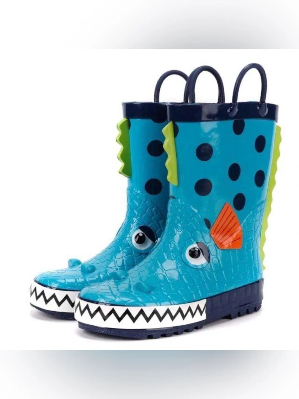 Kushyshoo Rubber Big Kids Rain Boots Piranha 3D Cartoon Rain Boots! Size 1